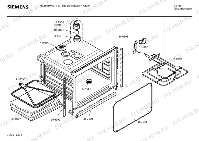Взрыв-схема плиты (духовки) Siemens HB28059 - Схема узла 03