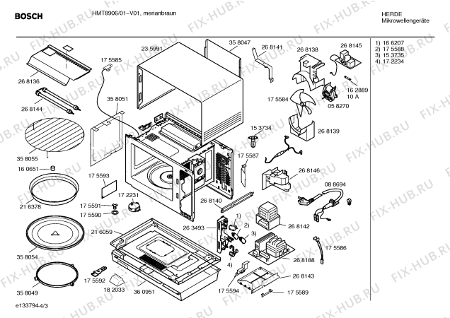 Взрыв-схема микроволновой печи Bosch HMT8906 - Схема узла 03