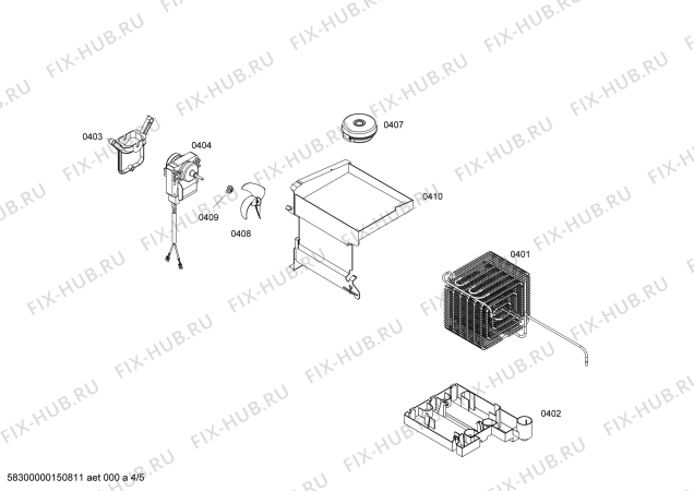 Взрыв-схема холодильника Bosch KDN49A04NE - Схема узла 04