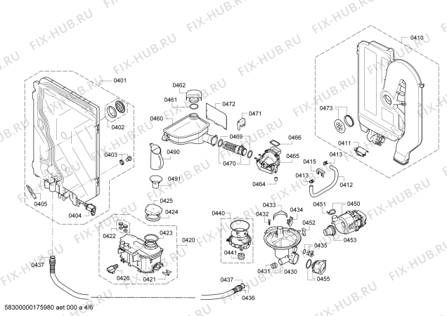 Взрыв-схема посудомоечной машины Bosch SMI69U75TR, Active Water Eco² - Схема узла 04