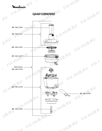 Взрыв-схема кухонного комбайна Moulinex QA401GBM/6R0 - Схема узла PP004131.7P6