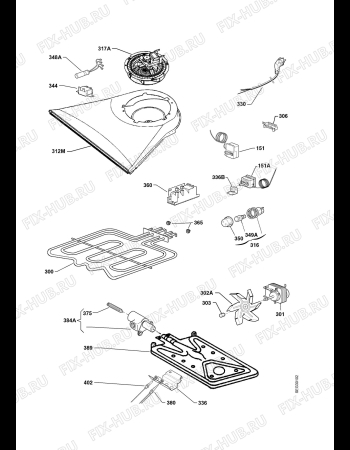 Взрыв-схема плиты (духовки) Juno Electrolux JGH44001B - Схема узла Functional parts