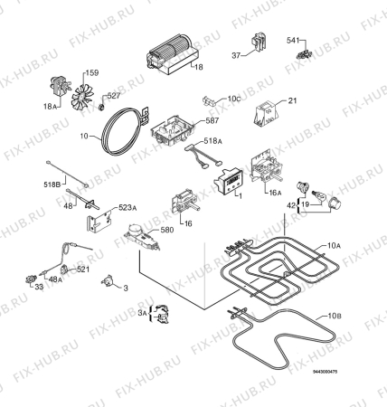 Взрыв-схема плиты (духовки) Ikea FOV10P 401 562 16 - Схема узла Electrical equipment 268