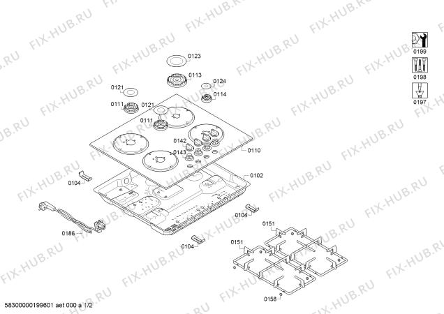 Схема №1 PGP6B6O90R VS 60F NEGRA 4G CI BO с изображением Головка поджига для плиты (духовки) Bosch 10005507