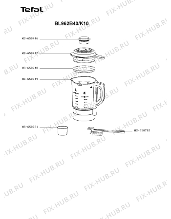 Взрыв-схема блендера (миксера) Tefal BL962B40/K10 - Схема узла XP005903.7P3