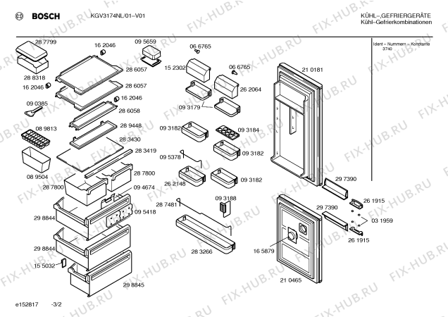 Взрыв-схема холодильника Bosch KGV3174NL - Схема узла 02
