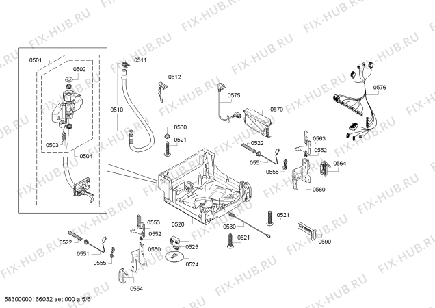 Взрыв-схема посудомоечной машины Siemens SR58M551DE Extraklasse, Made in Germany - Схема узла 05