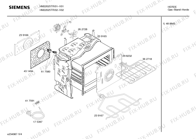 Взрыв-схема плиты (духовки) Siemens HM22025TR Siemens - Схема узла 04