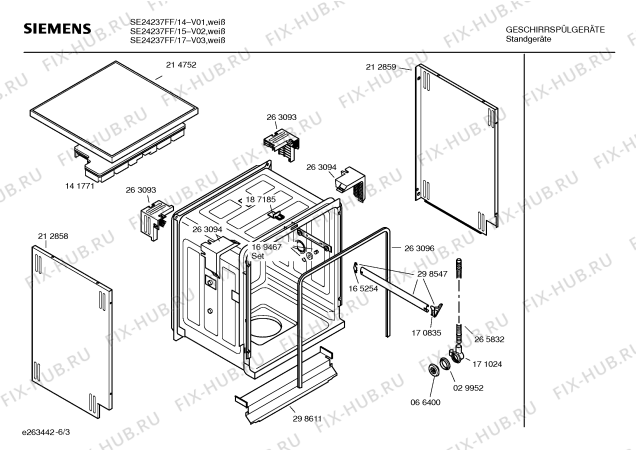 Схема №3 SE24237FF с изображением Инструкция по эксплуатации для посудомойки Siemens 00580702