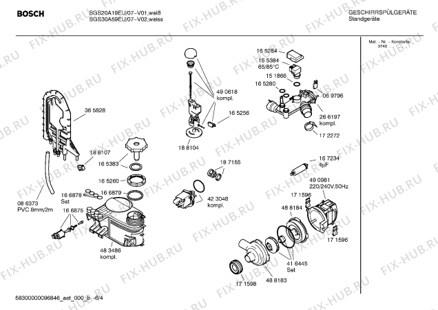 Схема №4 SGS30A59EU с изображением Инструкция по эксплуатации для посудомоечной машины Bosch 00585781