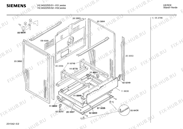 Взрыв-схема плиты (духовки) Siemens HL54022SS - Схема узла 02