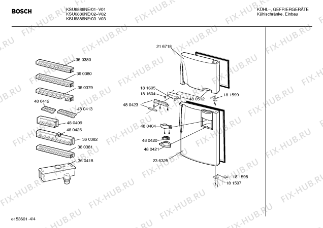 Схема №2 KSU6886NE с изображением Панель для холодильной камеры Bosch 00480404