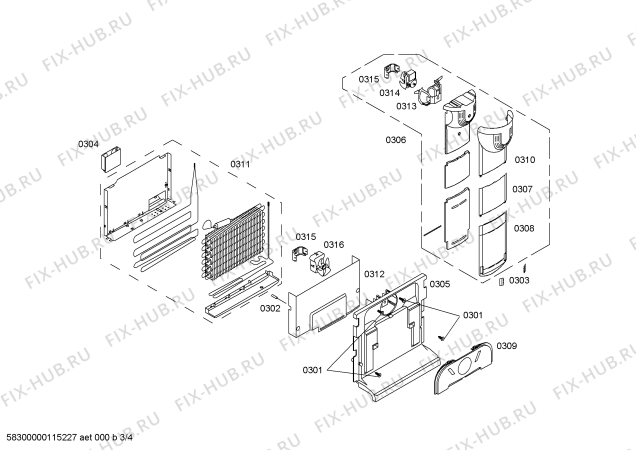 Взрыв-схема холодильника Bosch KGU36170EU - Схема узла 03