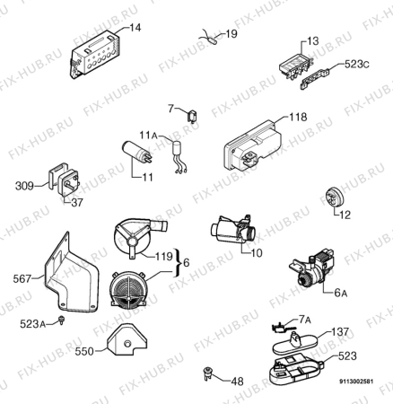 Взрыв-схема посудомоечной машины Juno JSI3340W - Схема узла Electrical equipment 268