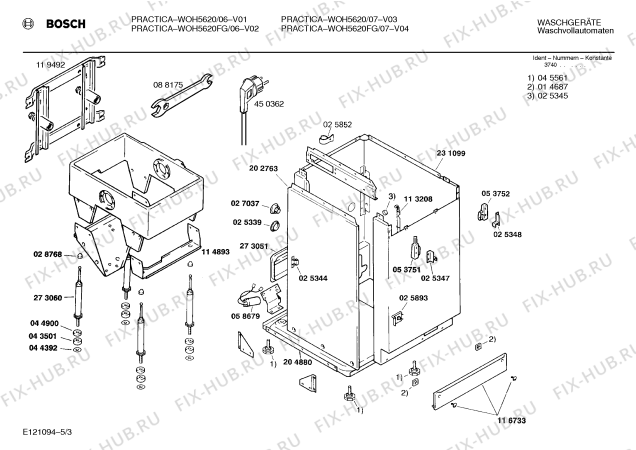 Взрыв-схема стиральной машины Bosch WOH5620FG, Praktika - Схема узла 03