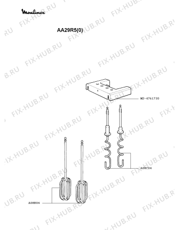 Взрыв-схема блендера (миксера) Moulinex AA29R5(0) - Схема узла Q0000036.3Q2