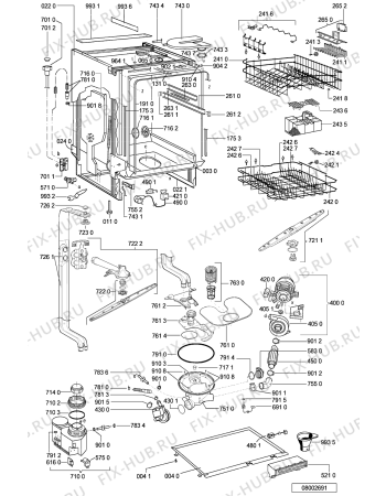 Схема №2 ADG 8452 WH с изображением Панель для электропосудомоечной машины Whirlpool 481245371528