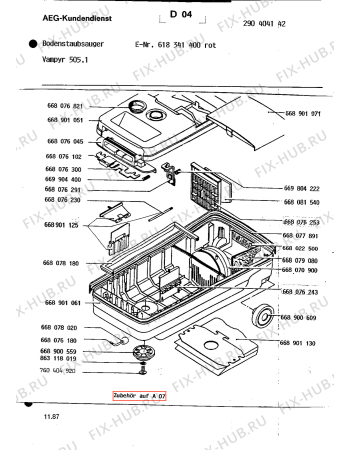 Схема №1 VAMPYR 504 с изображением Холдер для пылесоса Aeg 8996680762417