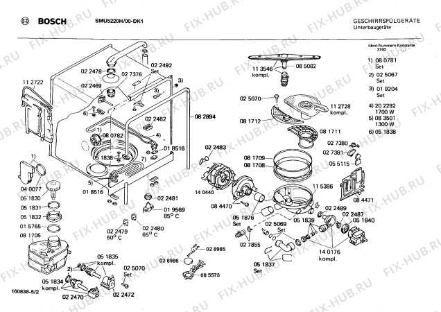 Взрыв-схема посудомоечной машины Bosch SMU5220H - Схема узла 02