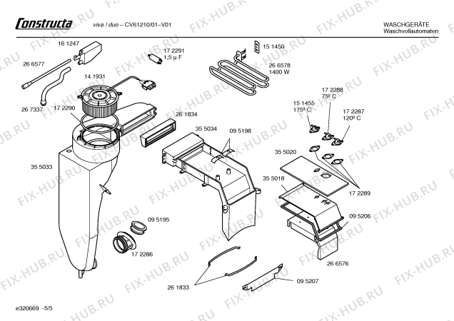 Взрыв-схема стиральной машины Constructa CV61210 VIVA! DUO - Схема узла 05