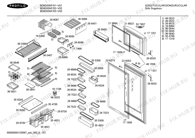 Взрыв-схема холодильника Profilo BD9200NF - Схема узла 02