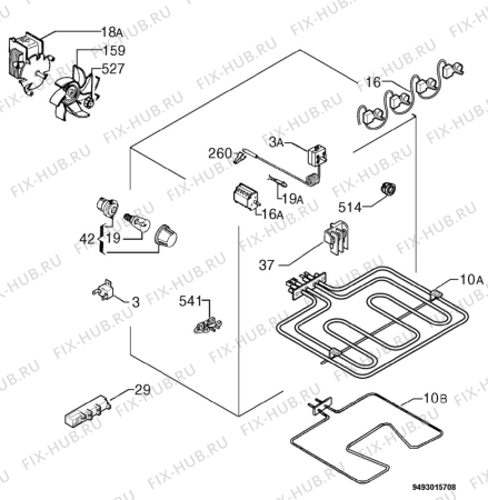 Взрыв-схема плиты (духовки) Zanussi ZOU342IWH - Схема узла Electrical equipment 268