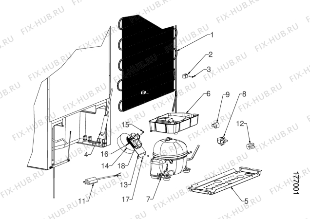 Взрыв-схема холодильника Electrolux EK242V11LIBR - Схема узла Cooling system 017
