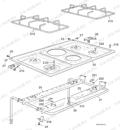 Взрыв-схема комплектующей Zanussi Z9042W - Схема узла Section 2