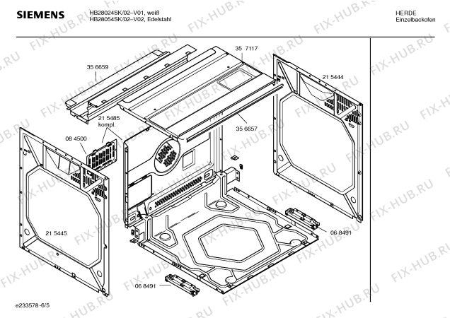 Схема №3 HB28054SK с изображением Инструкция по эксплуатации для электропечи Siemens 00528029