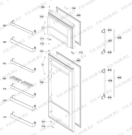 Взрыв-схема холодильника Zanussi ZRT48200SA - Схема узла Door 003