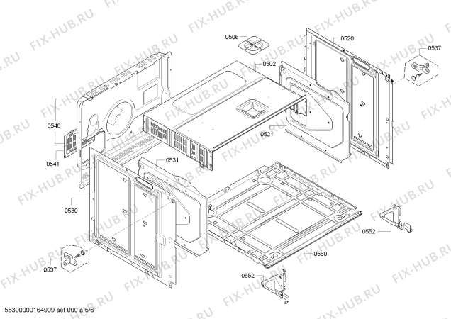 Взрыв-схема плиты (духовки) Siemens HB75GR260F - Схема узла 05