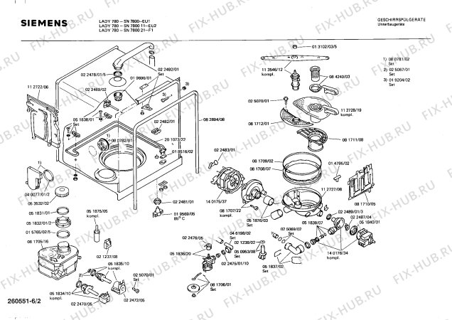 Взрыв-схема посудомоечной машины Siemens SN780021 - Схема узла 02