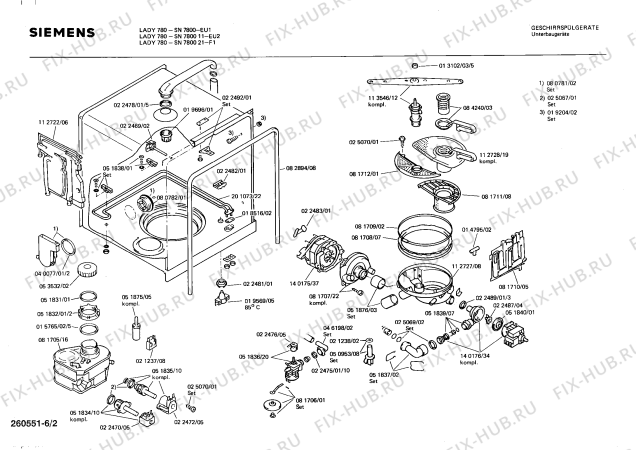 Взрыв-схема посудомоечной машины Siemens SN780011 - Схема узла 02