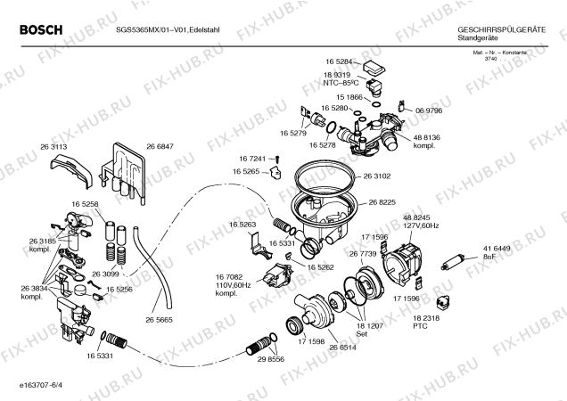 Взрыв-схема посудомоечной машины Bosch SGS5365MX - Схема узла 04