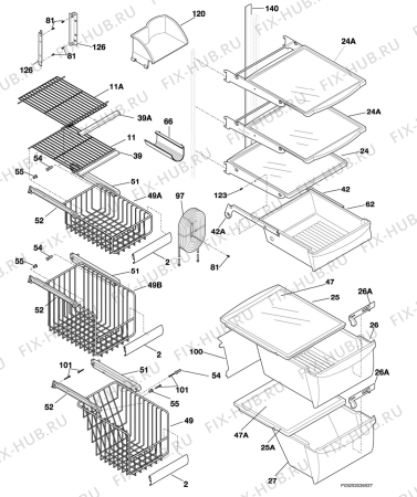 Взрыв-схема холодильника Frigidaire FSPZ25V9AB0 - Схема узла Housing, inner