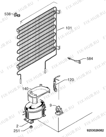 Взрыв-схема холодильника Electrolux ERD6843 - Схема узла Cooling system 017