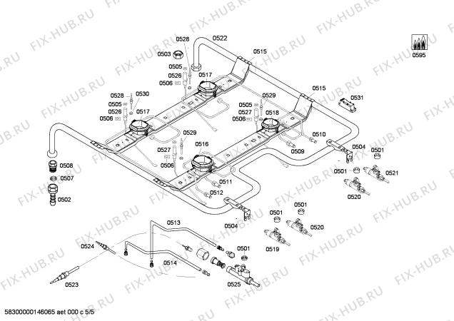 Взрыв-схема плиты (духовки) Bosch HGG223120J - Схема узла 05