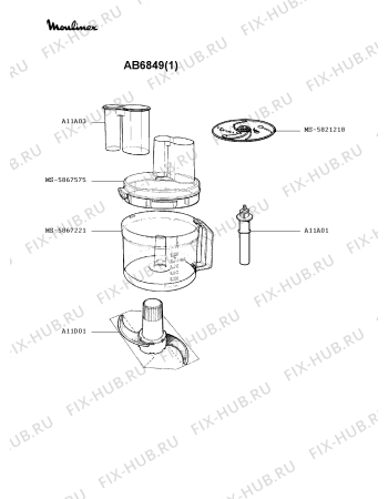 Взрыв-схема кухонного комбайна Moulinex AB6849(1) - Схема узла YP000457.0P4