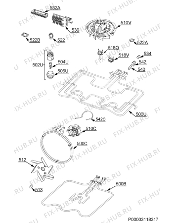 Взрыв-схема плиты (духовки) Aeg EEB350010M - Схема узла Electrical equipment
