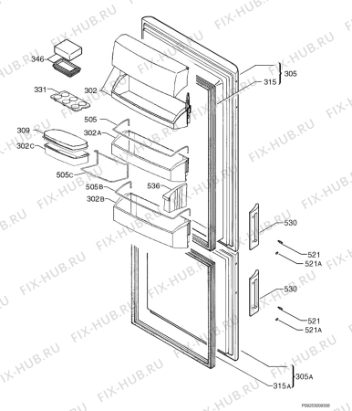 Взрыв-схема холодильника Aeg S3273KGS8 - Схема узла Door 003