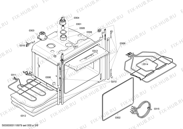 Взрыв-схема плиты (духовки) Bosch HBN53R551 - Схема узла 03