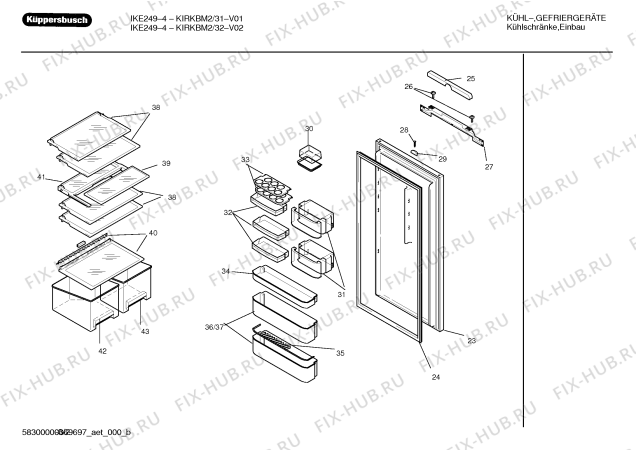 Схема №3 KIRKBM2 IKE249-4 с изображением Поднос для холодильника Bosch 00365525