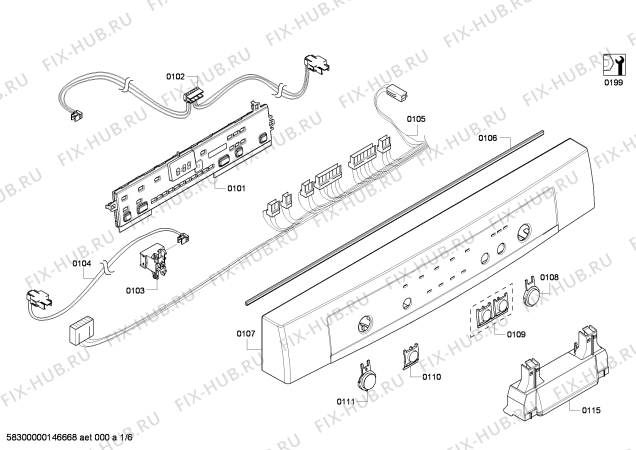 Схема №3 SHE4AM02UC с изображением Панель управления для посудомоечной машины Bosch 00680463