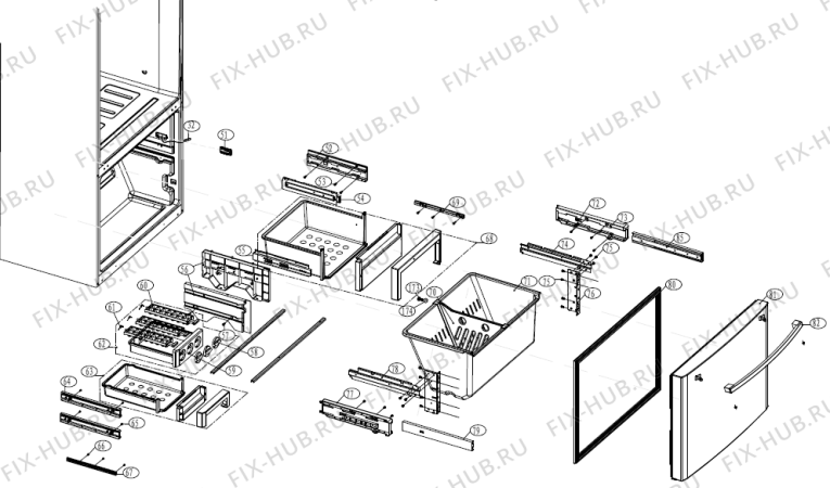 Взрыв-схема холодильника Gorenje NRS95605E (275530, HB21TNNB) - Схема узла 02