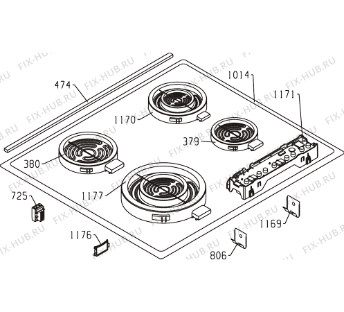 Схема №1 GHT63XC (448519, SVK6A6TF) с изображением Керамическая поверхность для плиты (духовки) Gorenje 446452