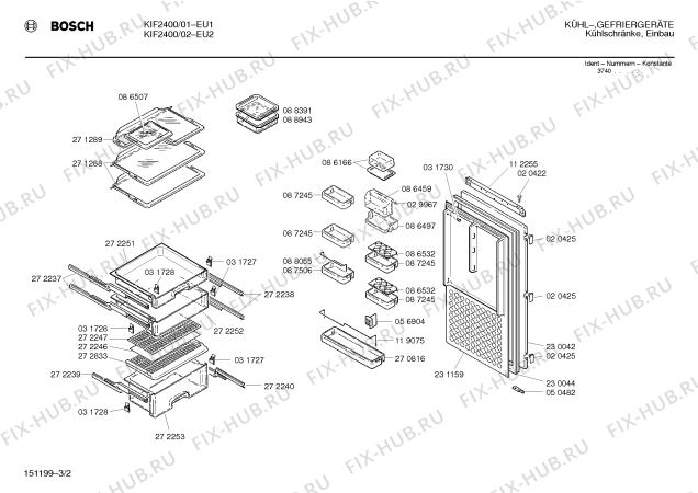 Взрыв-схема холодильника Bosch KIF2400 - Схема узла 02