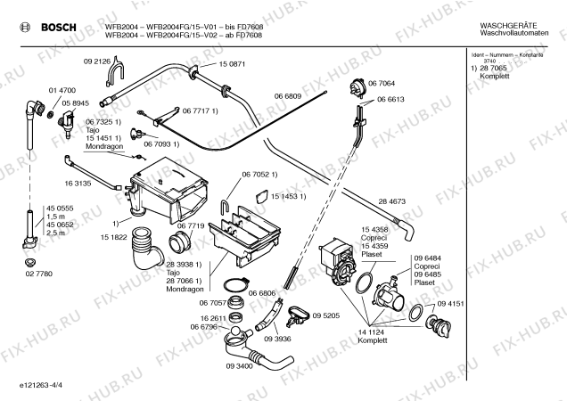 Схема №3 WFB1605AU SILENT & QUICK 800 с изображением Инструкция по эксплуатации для стиралки Bosch 00519460