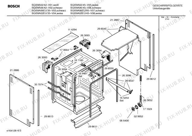 Схема №3 SGI59A02 с изображением Передняя панель для электропосудомоечной машины Bosch 00434445