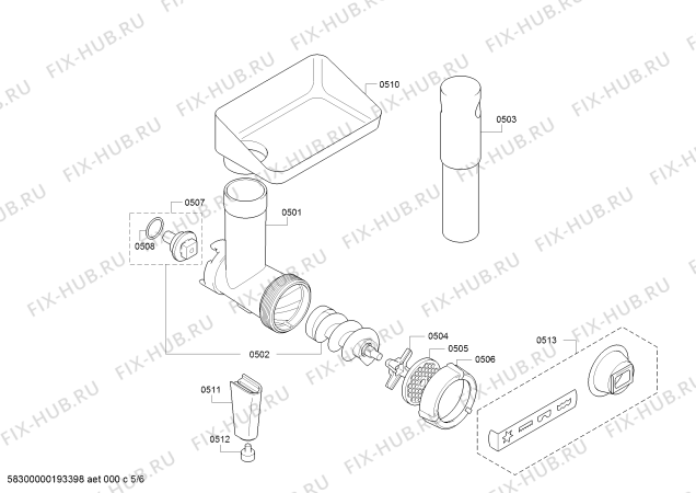 Взрыв-схема кухонного комбайна Bosch MUM59363 HomeProfessional - Схема узла 05