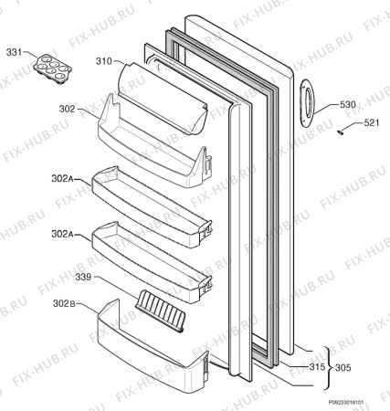 Взрыв-схема холодильника Electrolux ERC23291X - Схема узла Door 003